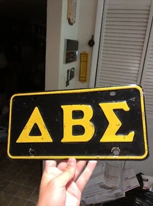1960s Delta Beta Epsilon Sorority Booster License Plate Sign - Picture 1 of 5