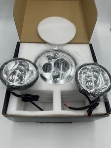 Chrome 7" LED Projector Headlight & 4 1/2" Passing Light Kit for Harley Touring - Picture 1 of 10