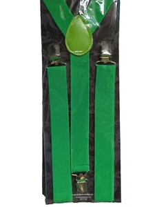 Green Suspenders Braces Christmas Santa Elf Fancy Dress Costume Accessory Adult - Picture 1 of 24