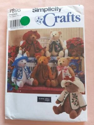 Simplicity 7895 18" Jointed Bear & Clothes Pattern designed by Elaine Heigl - Image 1 of 2