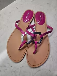 Calvin Klein Pink Patent Thong Sandals - Size 9 - Picture 1 of 5