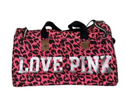 Victoria's Secret Love Pink Leopard Rolling Duffle Bag Suitcase Vintage Y2K - Image 1 of 4