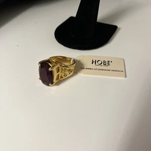 NEW Hobe Gold Tone Garnet Crystal Ring Size 8, Price Firm! - Picture 1 of 5