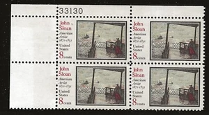US Scott #1433, Plate Block #33130 1971 John Sloan 8c FVF MNH Upper Left - Picture 1 of 1
