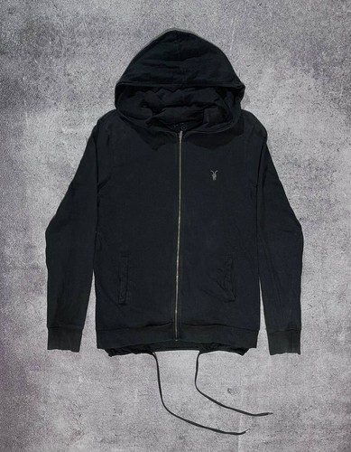 Felpa con cappuccio ALLSAINTS Spitalfields nera cerniera intera stile Rick Owens taglia S
