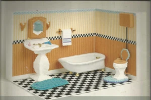 Plastic Canvas Pattern Fashion Doll Bathroom Sink Tub Dressing Table Mirror L92 - Picture 1 of 5
