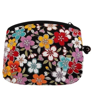 Bolsa cosmética japonesa Sakura estampado de flor de cerezo Rayón Chirimen: 24 de agosto-A - Imagen 1 de 3