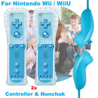 2x  for Nintendo Wii/Wii U 2 in 1 Remote Motion Plus Controller + Nunchuk Blue