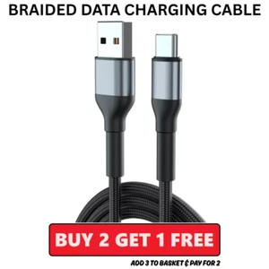 USB C Type C Data Sync Charger Cable Braided Phone Charging & Data Sync Lead 1m - Picture 1 of 13