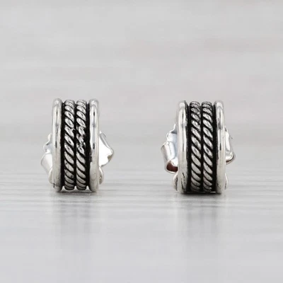 David Yurman Small Hoop Cable Earrings Sterling Silver Studs - Image 1 of 4