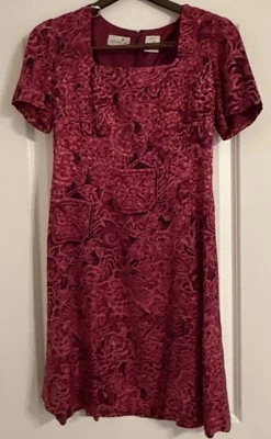 Vestido De Colección Liz Claiborne Rosa Floral Forrado Para Mujer Talla 6 Cremallera Trasera 100% Seda Foto 1 de 4