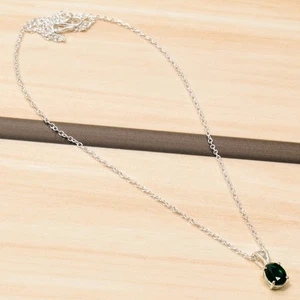 925 Sterling Silver Necklace Chrome Diopside Gemstone Handmade Pendant Jewelry - Picture 1 of 4
