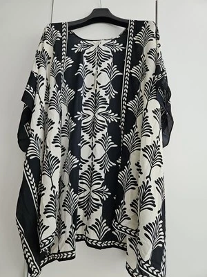 Max Mara Studio Womens XlCardigan Blouse White Schwarz Weiss Open Front Kimono - Bild 1 von 4