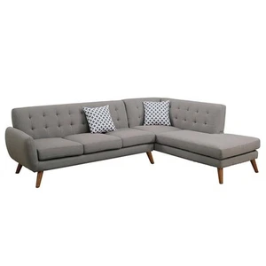 Poundex Furniture 2 Piece Fabric Sectional Sofa Set in Gray Color - Picture 1 of 5