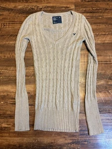 American Eagle Outfitters Damen hellbraun Zopfmuster Pullover Größe Small - Bild 1 von 6