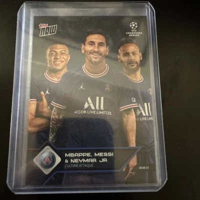 2021-22 Topps Now UEFA UCL #13 Mbappe Lionel Messi Neymar Jr Paris Saint-Germain - Image 1 of 2