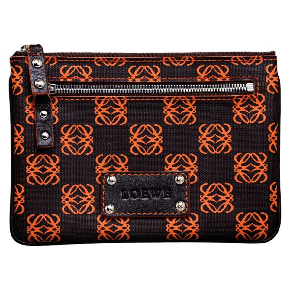 LOEWE Anagram Pouch Black Orange PVC Leather Women's GZl17y9w - Image 1 of 1