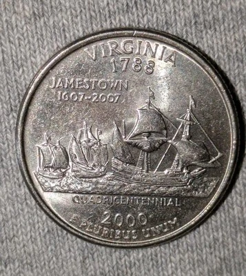 2000-P Virginia State Quarter Extra Shiny About Uncirculated + - Image 1 of 4