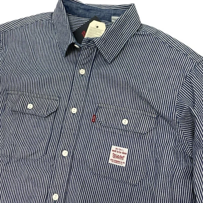 New $70 Levi's Classic Worker Shirt in Relaxed Fit - Washington Stripe Dark Wash - Image 1 of 4