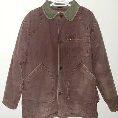 Vintage LL Bean Canvas Plaid Lined Field Barn Chore Jacket Men's Size Small - Image 1 of 4
