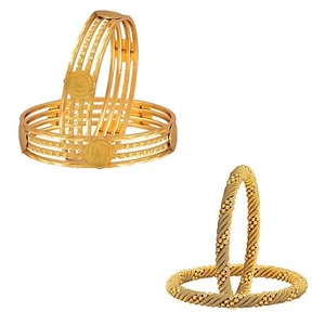 Gold Plated Bracelet Bangles For Women & Girls Combo Set - Picture 1 of 5