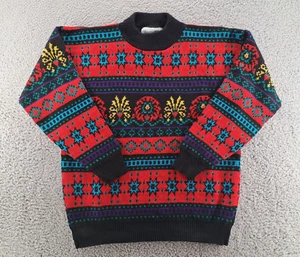 VINTAGE Glamour-Knit Sweater Womens Medium Retro Multicolored 80s Knitwear USA - Picture 1 of 10