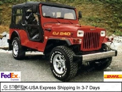 STITCHED SOFT TOP, TOP CANOPY FOR JEEP MAHINDRA CL340 CJ540DP BLACK DENIM - Image 1 of 4