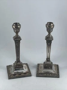 Pair of Regency Period Silver Plate Candlestick - Picture 1 of 11