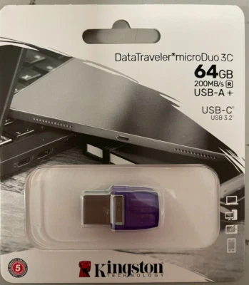 Kingston - DTDUO3CG3/64GB - 64GB DataTraveler microDuo 3C USB Flash Drive - Image 1 of 2