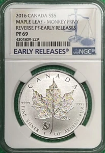 2016 Canada $5 Maple Leaf Monkey Privy Reverse Proof Early Release NGC PF 69 - Picture 1 of 10
