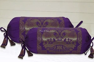 Brocade Jacquard Neck Roll Diwan Pillow Cases Home Sofa Art Car Bolster Cover - Picture 1 of 7