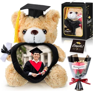 9 Inches 2025 Graduation Plush Bear Graduation Gifts Set with Heart Picture Fram - Picture 1 of 6