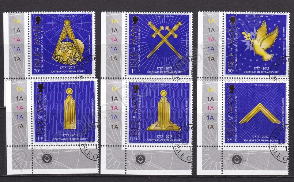 SG 2200-2205 ISLE OF MAN USED CTO STAMP SET 2017 FREEMASONRY 300 YEARS - Image 1 of 1