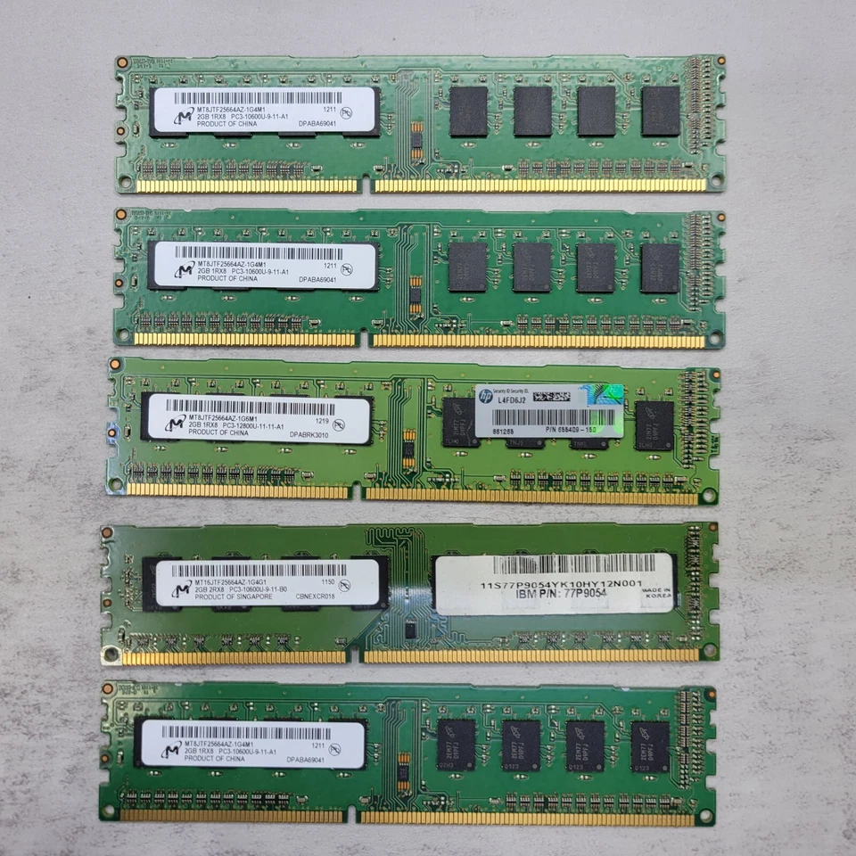 Micron Total 10GB (5x2GB) DDR3 Desktop  RAM 1Rx8 PC3-10600U-9-11-A1™ - Image 1 of 4