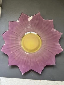 Westmoreland Glass Purple And Yellow Lotus Torte 13in Dish - Picture 1 of 2