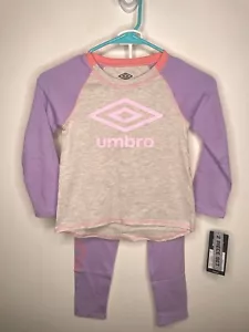 Umbro 2Pc Set Girls Size Medium 5/6 Long Sleeve Purple Leggings & Raglan Top - Picture 1 of 4