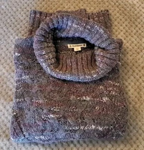Ruffhewn Sweater Pullover Women XL Mauve Gray Wool Blend Turtleneck Warm Boho  - Picture 1 of 13