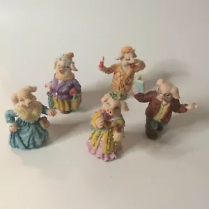 5 Schweinefiguren anthropomorph handbemalt akademischer Schläfer Make-up Reisender - Bild 1 von 7