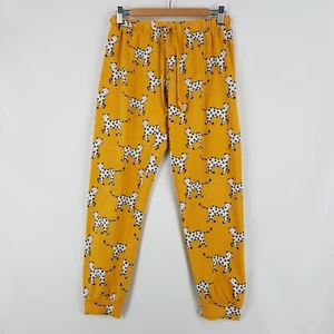 Peter Alexander Jnr Size 14 Kids Leopard Print Yellow PJ Pants Ribbed Hems - Picture 1 of 12