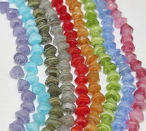 Hand Crafted & Polished-9 x 7mm-GlassDrop -140 to 144 Beads-Unique Swirl Pattern - Picture 1 of 10