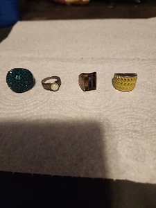 Lot of 4 Sterling Silver Chunky Dome & Ribbed Design Rings, Random Sizes - Picture 1 of 20