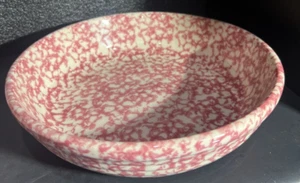 Set of 2 Gerald Henn Workshops 8" Round Red Spongeware Bowl Made in USA - Bild 1 von 10