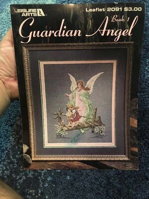 Guardian Angel Leisure Arts 2091 Vintage 1991 Children cross bridge Cross Stitch - Image 1 of 2
