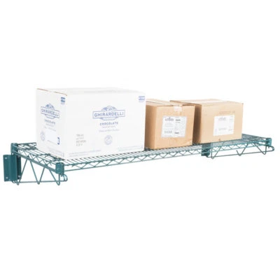 Estante de alambre epoxi verde de montaje en pared de 18" x 48" olla de restaurante comercial NSF  Foto 1 de 4