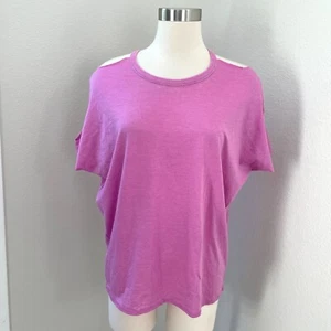 NEW Chaser Womens Medium Pink Cutout Neck Short Sleeve Burnout Tee Shirt Top - Picture 1 of 11