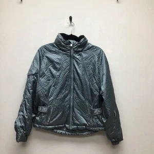 Nils Womens Jacket Silver Gray Waist Length Full Zip Pockets Mock Neck Petites 6 - Picture 1 of 10
