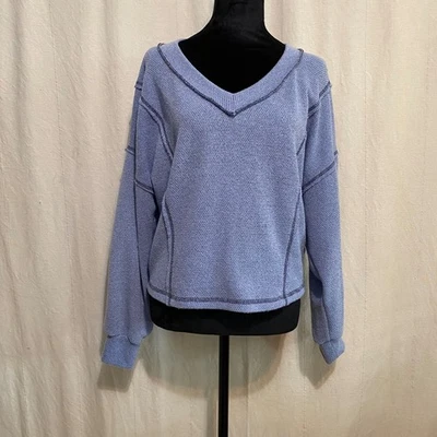 Lush Women’s V-Neck Knit Sweater – Blue Lilac, Long Sleeve, Size Medium - Image 1 of 4