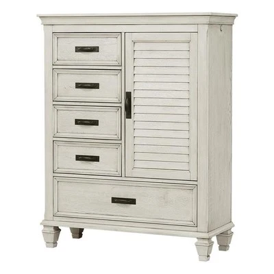 Деревянный дверной сундук фермерского дома Coaster Franco 5 ящиков антикварный белый - Изображение 1 из 2