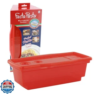 Microwave Pasta Cooker, Uncoated- The Original Fasta Pasta (Red)- Quickly Coo - Picture 1 of 5