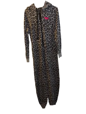 Винтажный Victorias Secret цельный комбинезон леопард печать женщин M Y2K серый черный - Изображение 1 из 4